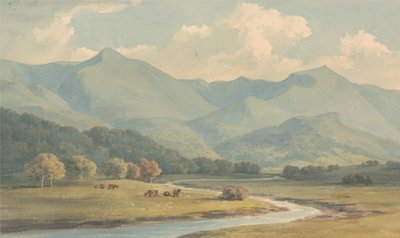 Carnedd Llewelyn e Carnedd David, Carnarvonshire, visti attraverso il fiume Ogwen da John Warwick Smith