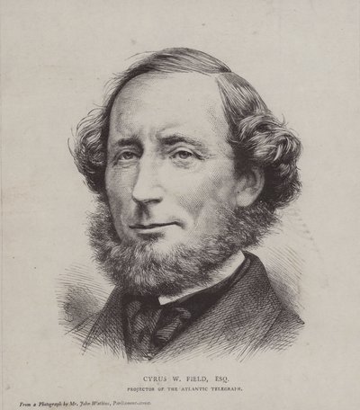 Cyrus West Field, finanziere americano coinvolto nella posa del primo cavo telegrafico transatlantico nel 1858 da John Watkins