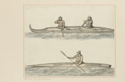 30: Canoe di Oonalashka, da una serie di acquerelli che illustrano l