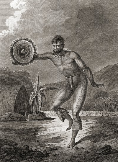 Una ballerina tatuata in costume tradizionale, Hawaii, 1778 da John Webber