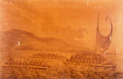 Canoe che vanno incontro al Capitano James Cook da John Webber