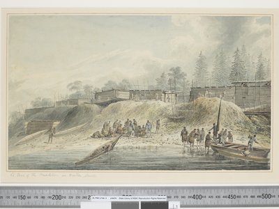 Veduta delle abitazioni a Nootka Sound, c.1773-84 da John Webber