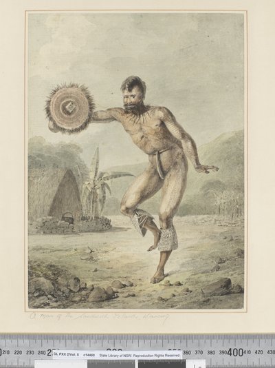 Un uomo delle Isole Sandwich che danza, c.1773-84 da John Webber