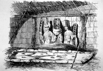 Interno di una capanna funebre, Tahiti da John Webber