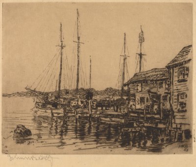 Barche da pesca lungo il molo, Noank, Conn. da John Wesley Beatty