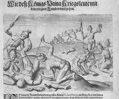Cannibalismo, inciso da Theodor de Bry (1528-98) da John White