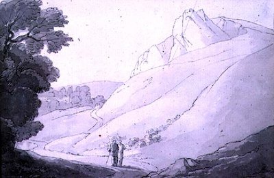 Paesaggio collinare con due figure da John White Abbott