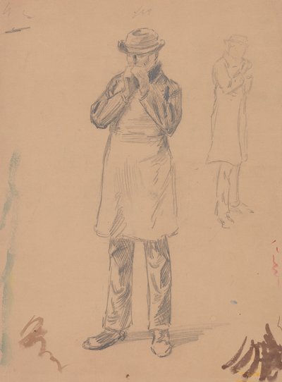 Caricatura di se stesso e di E. A. Abbey (recto); Due studi di un uomo in piedi (verso) da John White Alexander
