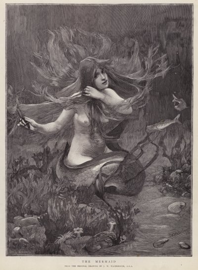 La sirena da John William (after) Waterhouse