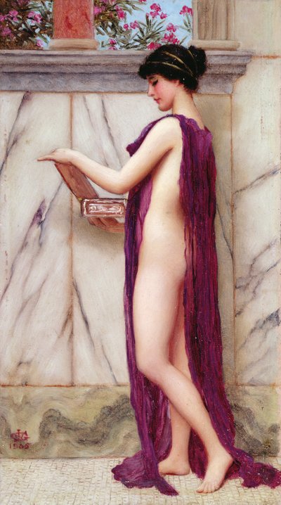 La scatola dei gioielli (Un dono prezioso) da John William Godward