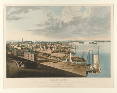 Filadelfia dalla Casa della Nave nel Cantiere Navale guardando il fiume Delaware da John William Hill