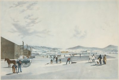 Rockland Lake - Taglio del ghiaccio. Vista da nord-est, pub. 1849 da John William Hill