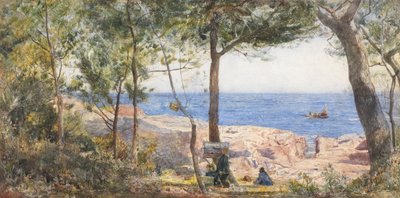 Un artista che dipinge in riva al mare da John William Inchbold