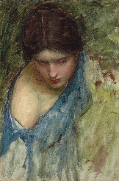 Ninfe che trovano la testa di Orfeo: uno schizzo della ninfa a sinistra da John William Waterhouse