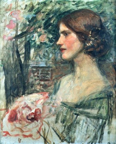 Ritratto di una signora in un vestito verde, o Il bouquet, c.1908 da John William Waterhouse