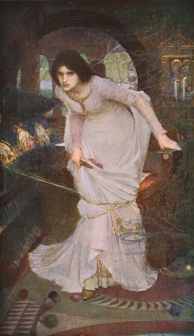 La Dama di Shalott che guarda Lancillotto da John William Waterhouse