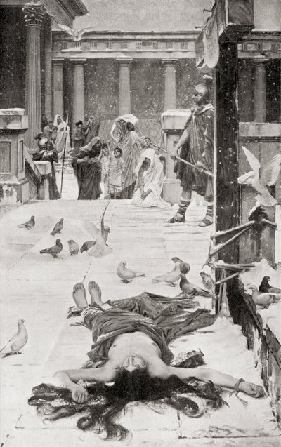 Il martirio di Santa Eulalia, dopo il dipinto di John William Waterhouse, da Hutchinson