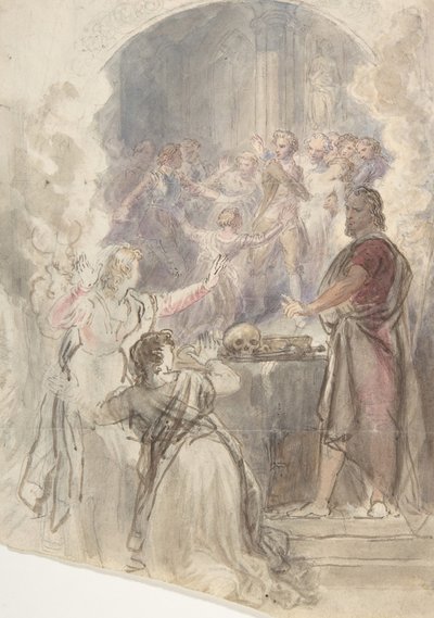 Scena da Lo specchio di mia zia Margaret, storia di Keepsake di Sir Walter Scott, ca. 1828 da John William Wright
