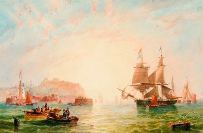 Un brigantino mercantile e altre navi all