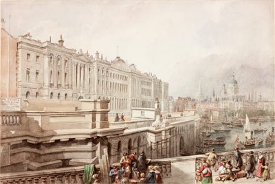 Somerset House e St. Paul dal ponte di Waterloo da John Wilson Carmichael
