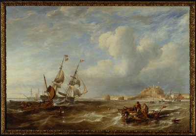 Il brigantino da 78 tonnellate "The Advocate" al largo di St. Helier, Jersey, 1749 da John Wilson Carmichael