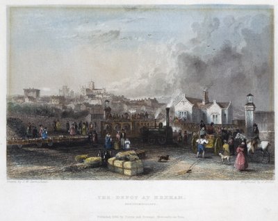 Il deposito a Hexham, Newcastle e Carlisle Railway, inciso da J. Archer, 1836 da John Wilson Carmichael