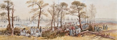 Gli ufficiali e i marinai della flotta a terra a Nargen, 1855 da John Wilson Carmichael