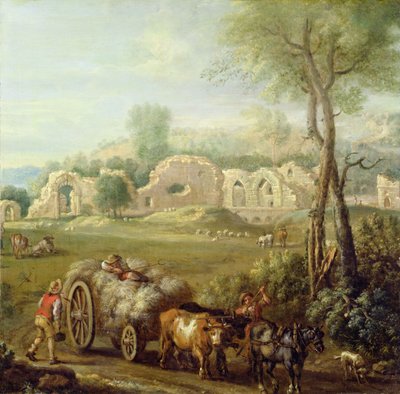 Carro di fieno che passa un
