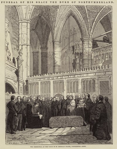 Funerale di Sua Grazia il Duca di Northumberland, la cerimonia alla cripta nella Cappella di San Nicola, Abbazia di Westminster da John Wykeham Archer