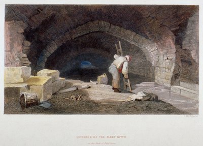Interno del Fleet Ditch sul retro di Field Lane, City of London, 1851 da John Wykeham Archer