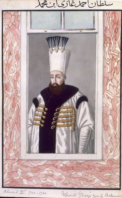 Ahmed III (1673-1736) Sultano dal 1703 al 1730, da "Una serie di ritratti degli imperatori di Turchia" da John Young