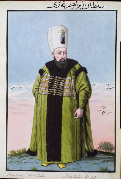 Ibrahim (1615-48) Sultano dal 1640 al 1648, tratto da "Una serie di ritratti degli imperatori di Turchia" da John Young