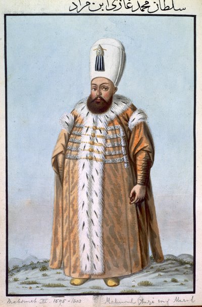 Maometto (Mehmed) III (1566-1603) Sultano dal 1595 al 1603, da "Una serie di ritratti degli imperatori di Turchia" da John Young