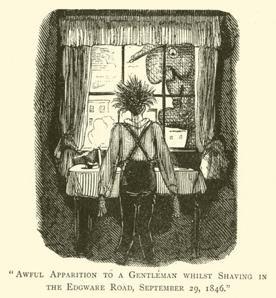 Terribile apparizione a un gentiluomo mentre si radeva in Edgware Road, 29 settembre 1846 da John after Leech
