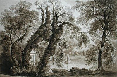 Veduta della Fontana del Tempio dal lato opposto, Sezincote, inciso da Frederick Christian Lewis Snr. (1779-1856), c.1817-18 da John after Martin