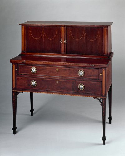 Scrivania a tamburo, attribuita al negozio di John e Thomas Seymour o al Boston Furniture Warehouse di Thomas Seymour da John and Thomas 1771 1848 Seymour