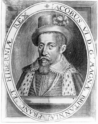 Giacomo VI di Scozia, stampa pubblicata da H. Jacopsen, 1618 da John de Critz