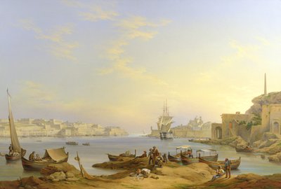 Grand Harbour, Valletta, Malta, 1850 da John or Giovanni Schranz