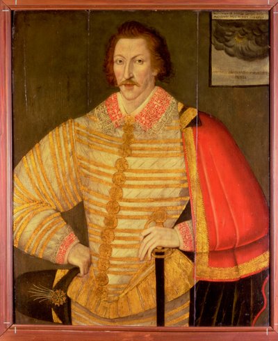 Ritratto di un gentiluomo, ritenuto essere il navigatore inglese Thomas Cavendish da John the Younger Bettes