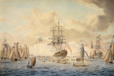 Giorgio III che rivede la flotta a Spithead, 22 giugno 1773, raffigurante HMS 