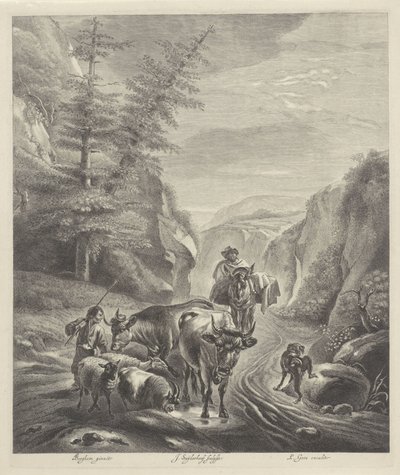 Pastori con bestiame su un sentiero di montagna da Jonas Suyderhoef