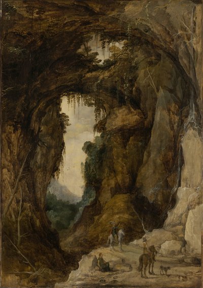 Paesaggio con grotta e cavaliere da Joos de Momper the younger