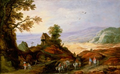 Paesaggio con cappella su una collina, fine XVI o XVII secolo da Joos de Momper the younger