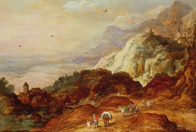 Paesaggio Montuoso con Figure e Mule da Joos or Josse de Momper