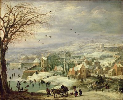 Paesaggio di villaggio in inverno da Joos or Josse de Momper