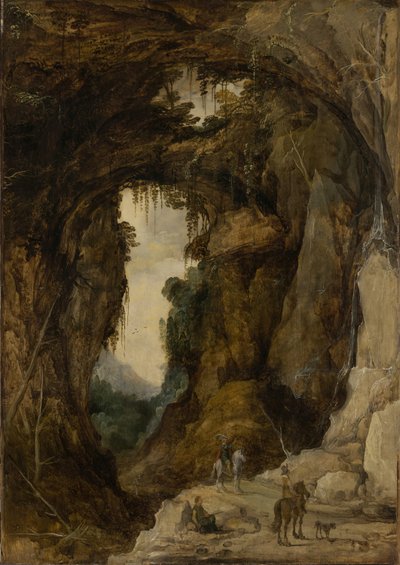 Paesaggio con grotta e cavaliere, c.1616 da Joos or Josse de The Younger Momper