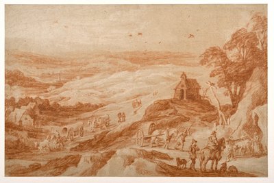 Paesaggio con figure, bestiame e carri da Joos or Josse de The Younger Momper