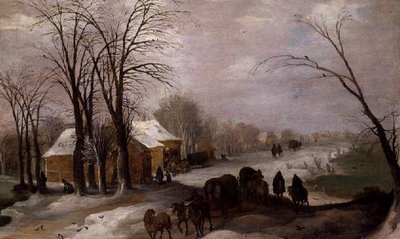 Viaggiatori nella neve da Joos or Josse de The Younger Momper