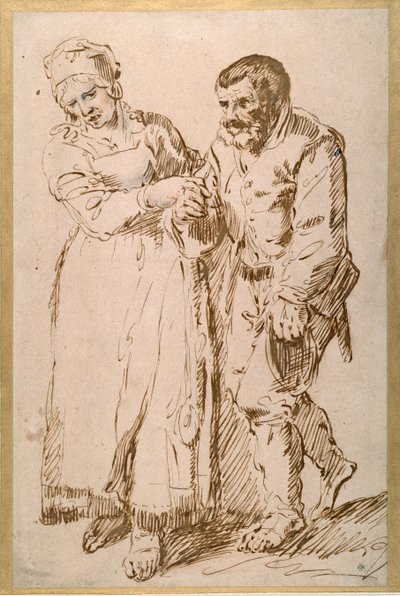 I passi di un contadino anziano guidato dalla moglie da Joos van (attr. to) Craesbeeck