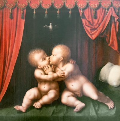 Santi infanti San Giovanni Battista e Cristo che si abbracciano da Joos van Cleve